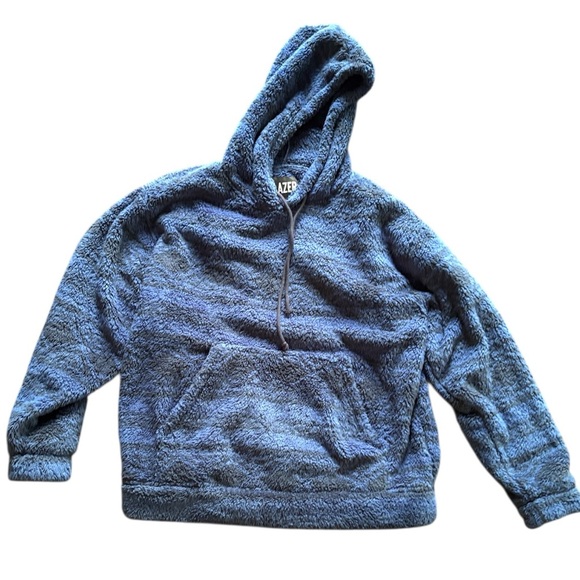 Men's Blue Fleece Hoodie Sweater size large - Picture 1 of 8